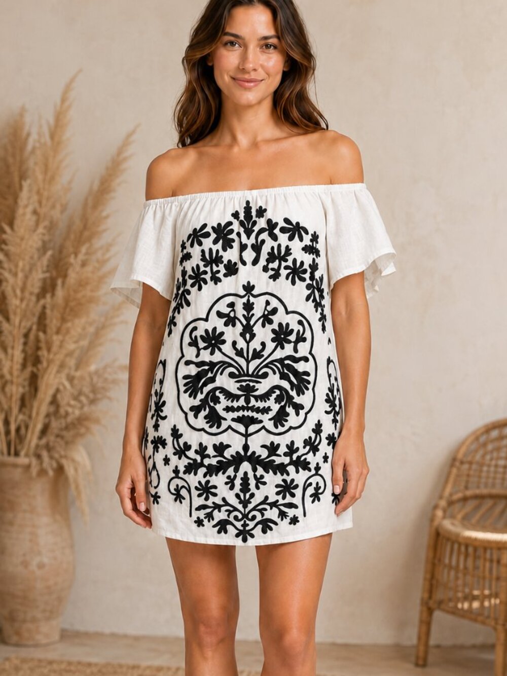 FREE PEOPLE EMBROIDERED SHIFT DRESS - SIZE XS